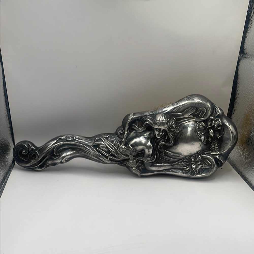 Antique Rare Art Nouveau Artistic Silver Hair Brush